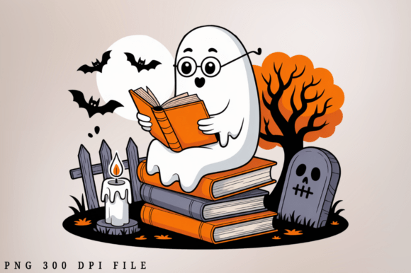 Download Cute Boo Ghost Reading Books PNG Clipart - Png Collection