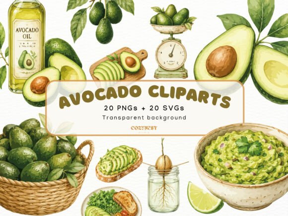 Download Avocado Watercolor Clipart Botanical PNG - Png Collection