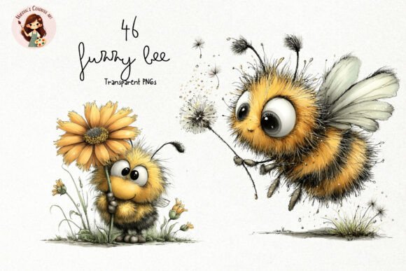 Download Whimsical Fuzzy Bee PNG Clipart Bundle - Premium Resources