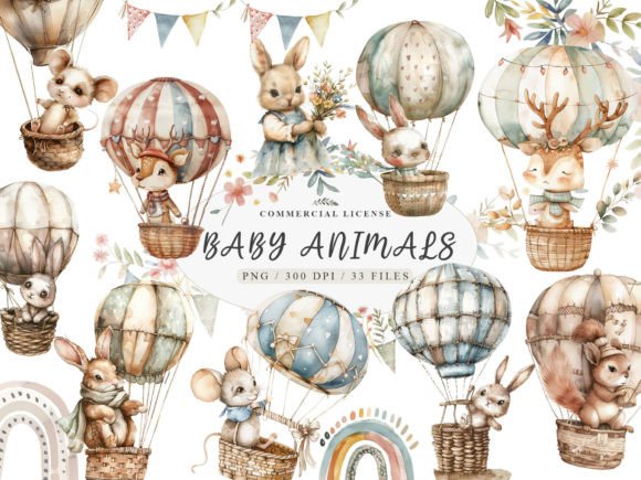 Download Neutral Baby Clipart, Animals - Balloons - Neutral baby clipart Collection