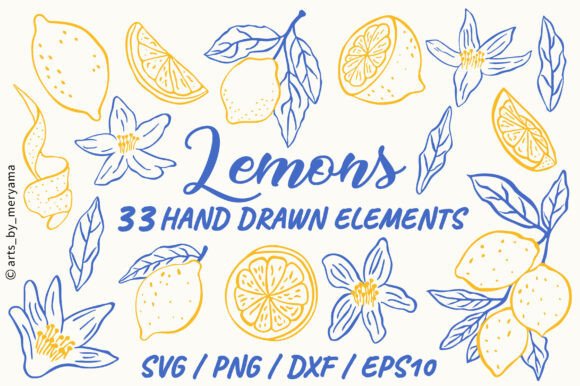 Download 33 Hand Drawn Lemon Botanical Fruit PNG - Png Collection