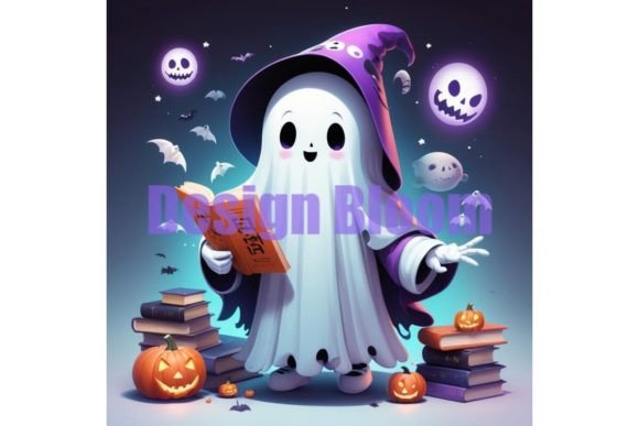 Download Halloween Book Lover Ghost T-shirt - Premium Bundle