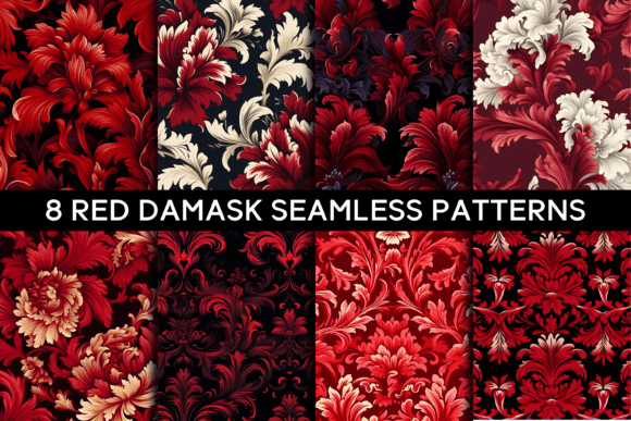 Download 8 Red Damask Seamless Patterns - Premium Resources