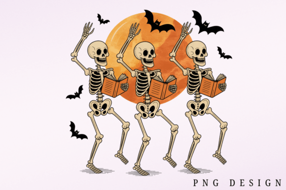 Download Halloween Skeleton Dancing with Book PNG - Png Collection