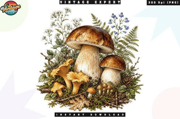 Download Hand Drawn Forest Mushroom Botanical PNG - Png Collection