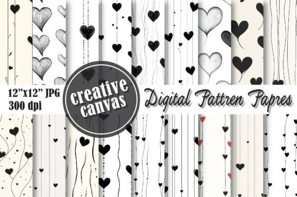 Download Black and White Heart Seamless Pattern - Black and white Collection