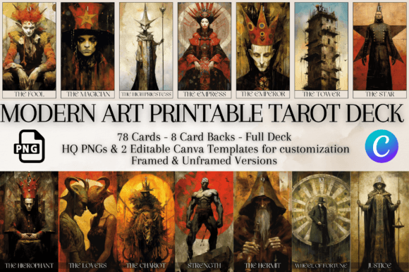 Download Modern Art Printable Tarot Deck 78 Cards - Modern art Collection