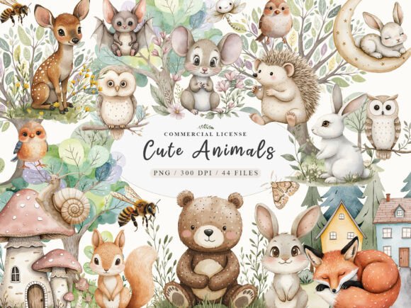 Download Adorable Cute Fairy Woodland Animals Png - Png Collection