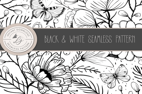 Download Black and White Seamless Floral - Black and white Collection