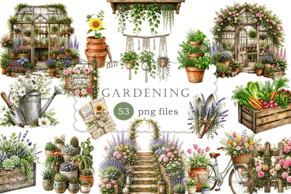 Download Rustic Gardening Clipart PNG Botanical - Png Collection