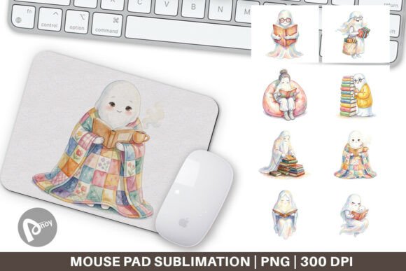 Download Watercolor Reading Ghost Mouse Pad PNG - Png Collection