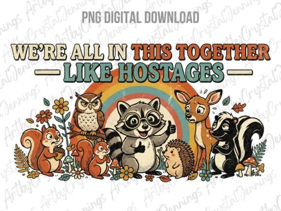 Download Retro Funny Hostages Forest Animals PNG - Png Collection