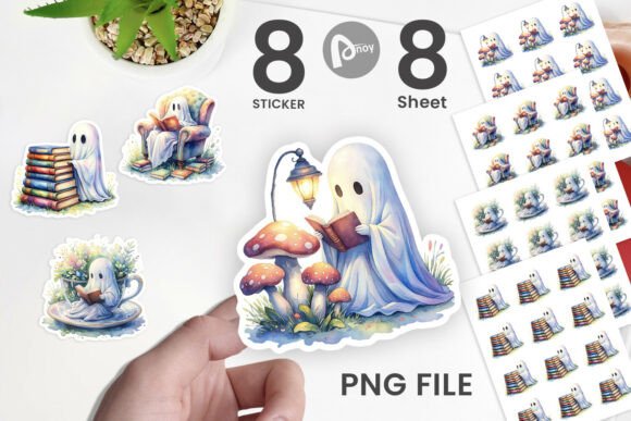Download Watercolor Reading Ghost Sticker PNG - Png Collection