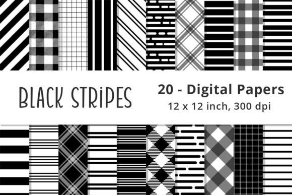Download Black and White Stripes Pattern Papers - Black and white Collection