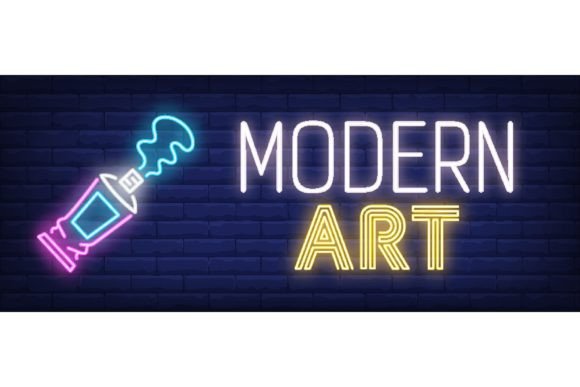 Download Modern Art Neon Text with Pen Paint Tube - Modern art Collection
