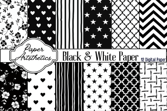 Download Black and White Digital Paper Pattern - Black and white Collection