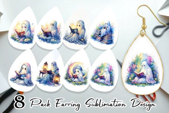 Download Watercolor Reading Ghost Earring PNG - Png Collection