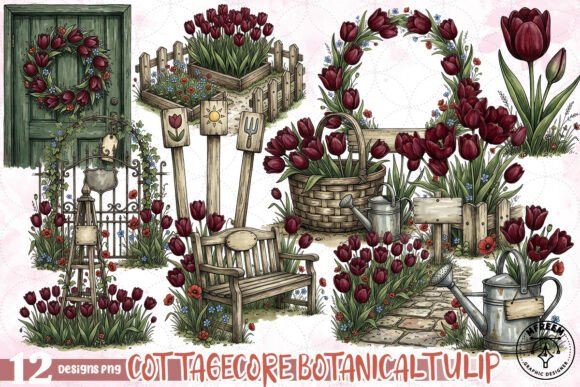 Download Cottagecore Botanical Tulip PNG - Png Collection